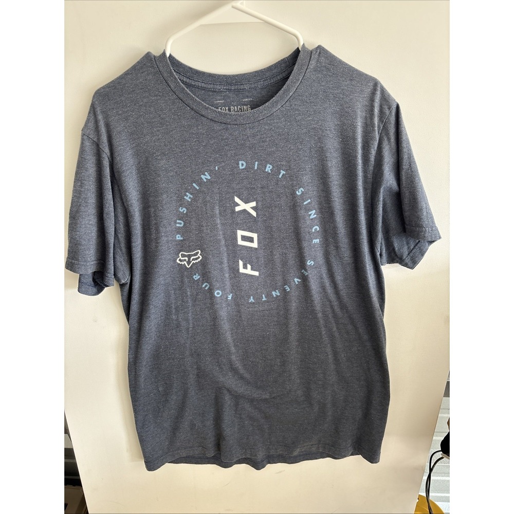 Fox Racing Mens Large‎ Blue Motocross MX Graphic T-Shirt Dirt Bike Race Tee